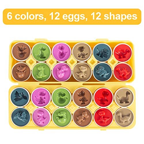 JOYIN 12 Packs a juego de huevos de Pascua con portavasos, juguetes educativos Juguetes de aprendizaje Regalos de Pascua para juegos preescolares para niños y niños pequeños (Dinosaurio)