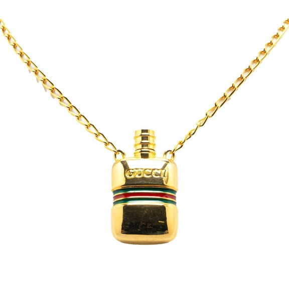 Pre-Owned Gucci Perfume Bottle Sherry Line Long Necklace in Gold and Multicolor... (Good)
