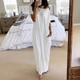 thumbnail image 5 of Off-Shoulder Batwing Sleeve Maxi Dress, Women's Loose Lounge Nightdress, Casual Comfy Sleepwear White M, 5 of 5