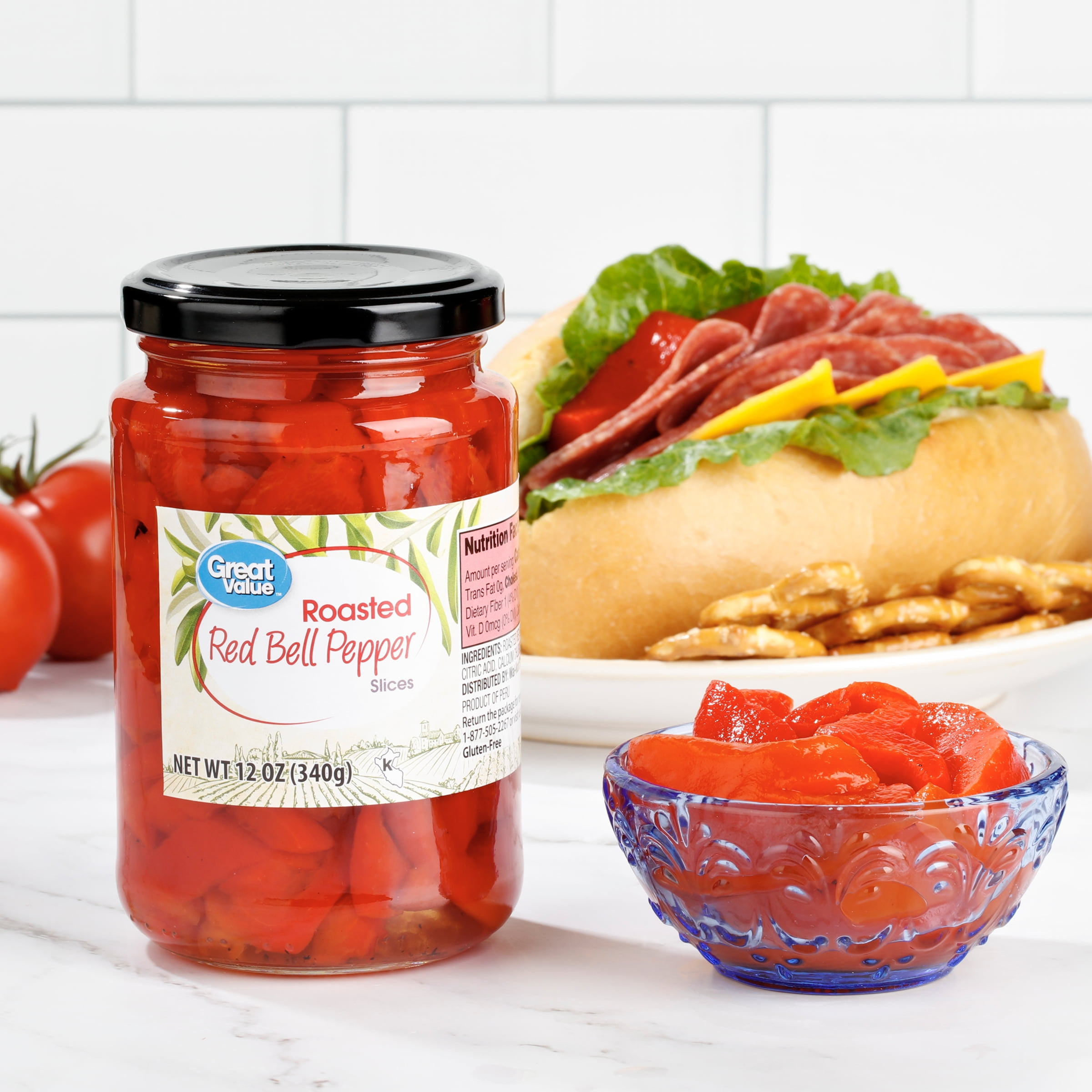 Great Value Roasted Red Bell Pepper Slices, 12 oz