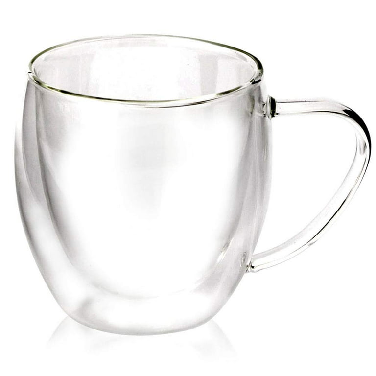 DEOUNY 450ml Coffee Mug Large Clear Jumbo Glass With Double Wall
