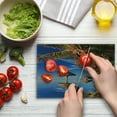 thumbnail image 4 of Nature Cutting Board, Tropic Palm Trees in Ocean Exotic Skyline Summer Paradise Mauritius Honeymoon Theme, Decorative Tempered Glass Cutting and Serving Board, Small Size, Blue Brown, by Ambesonne, 4 of 5