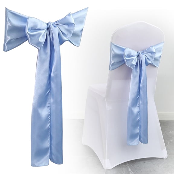 Liulin Chair Sashes, Elegant Satin Chair Bows, Chair Ribbon Ties Back Sashes for Christmas Wedding Holiday Party Banquet Hotel Restaurant Ceremony Reception Event Decorations, 10.8", Light Blue