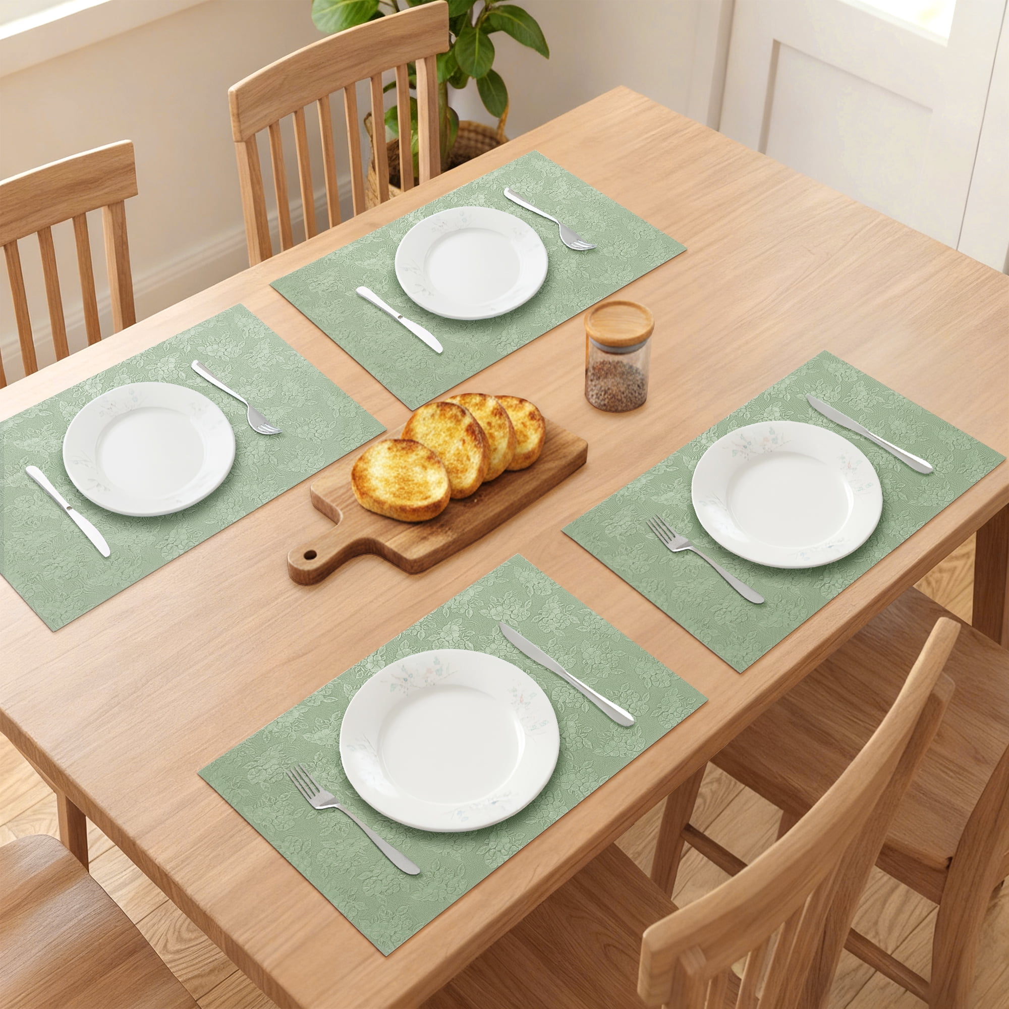 Unique Bargains Faux Leather Placemats for Kitchen Home Teal Green 17.7"x11.8"