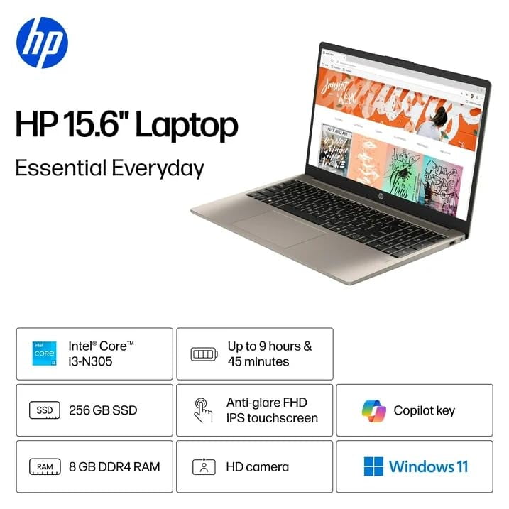 Open Box) HP 15.6 inch FHD IPS Touch Windows 11 Laptop Intel Core