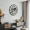 thumbnail image 2 of 36" Modern Silent Wall Clock, Nearly Silent Operation with Vintage Gold Numbers, Battery Operated for Convenient Placement in Living Room, Dining Room and Bedroom Decor, Stylish World Map Clock,Black, 2 of 7