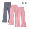 thumbnail image 2 of Agkizg Girls High Waist Flare Leggings 3 Pack Solid Fitting Stretchy Casual Pants for Kids, Sizes 4-5 Years, 2 of 5