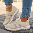 thumbnail image 2 of Orthopedic Walking Shoes for Women Breathable Mesh Slip on Wide Shoes Arch Support Lightweight Antislip Casual Sneakers Khaki Size 9, 2 of 5