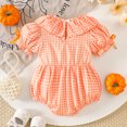 thumbnail image 5 of RMGVDSD Baby Girl Halloween Outfit Cute Plaid Pumpkin Bubble Romper Orange Baby Girls Bodysuits Short Sleeve Plaid Bodysuit 3-6 Months, 5 of 6