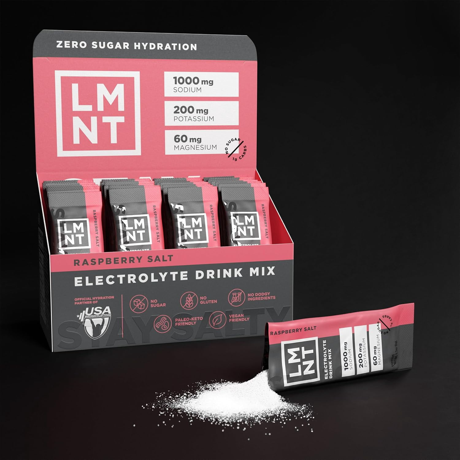 LMNT Zero Sugar Electrolyte Drink Mix - Raspberry - 12 Count