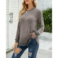 thumbnail image 5 of SHIBEVER Long Sleeve Workout Shirts for Women Fall Cute Pocket Casual Tunics Tops Blouses Coffee, 5 of 6