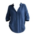 thumbnail image 3 of Womens Summer Tops Imitation Linen Casual Cardigan Paired with A Medium To Long Collared Loose Shirt, 3 of 4
