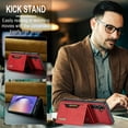 thumbnail image 5 of SaniMore Case for Samsung Galaxy A54 5G 6.4" 2023, Retro PU Leather Case Soft TPU Inner Detachable Magnetic Folding Card Pocket Flip Kickstand Anti-drop Shockproof Protectiive Cover, Red, 5 of 10