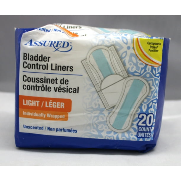 Assured Bladder Control Liners Light Absorbency Unscented 20 Count