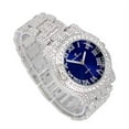 thumbnail image 3 of Charles Raymond Blinged Out Silver Round Iced Out Luxury Mens Hip Hop Wristwatch w/Bling-ed Out Bracelet -(L0504RNB Cuban SLV Royal Blue), 3 of 6