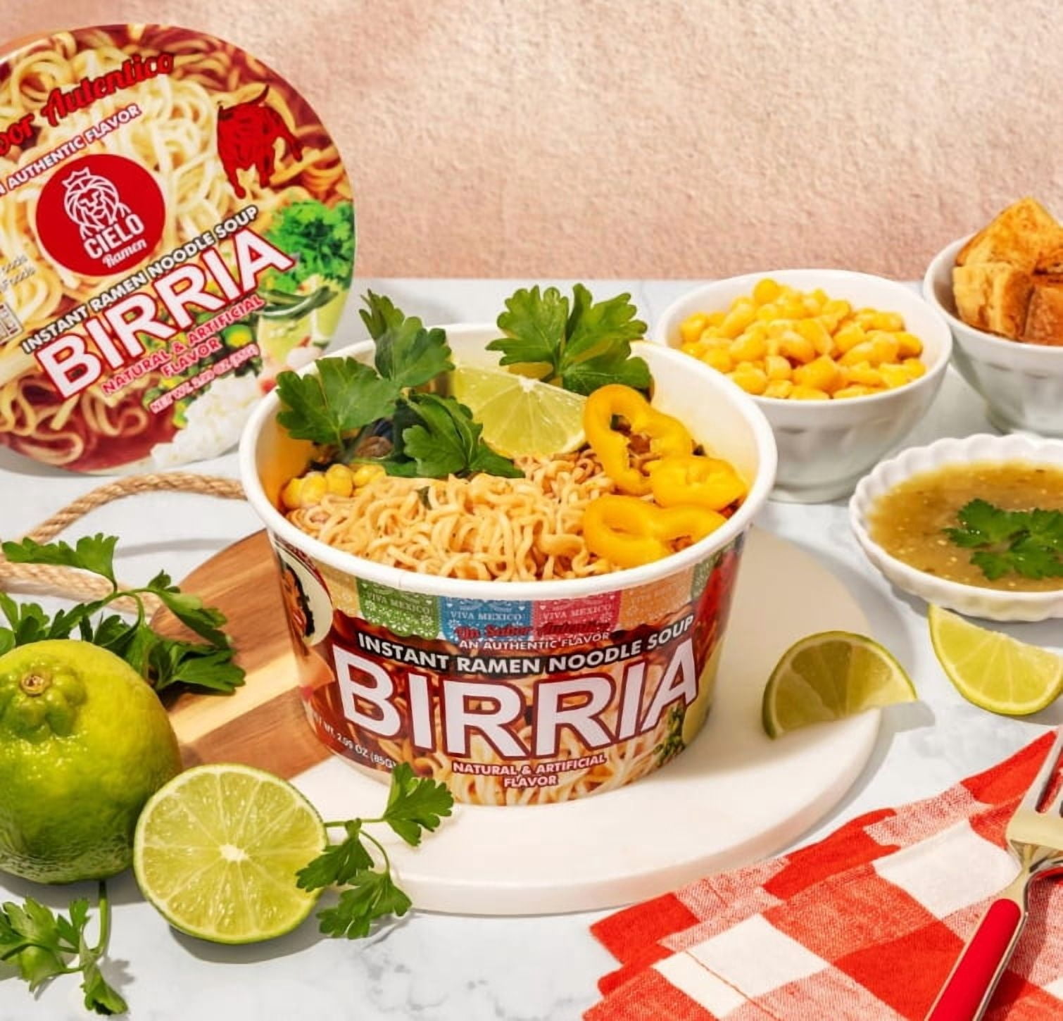 Birria Instant Ramen Noodle Soup - 6-Pack of 2.82oz Spicy Ramen Bowls