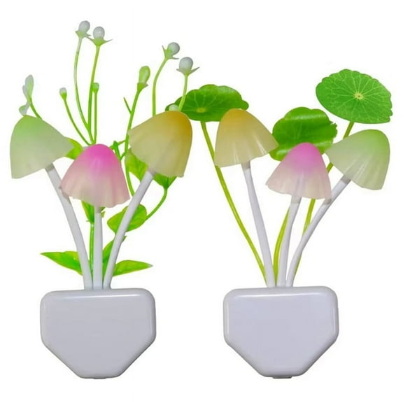2PCS Mushroom LED Night Light Wall Lamp with Weed Leaf Energy Saving Bedroom Lamp US Plug,2 * LED Night Light