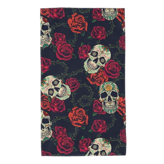 Rateoe Roses Skulls Pattern Microfiber Towel, Beach Towel, Pool Towel, Quick-dry Travel Towel, Soft and Plush towel, Absorbent Towel-27.5x16 Inch