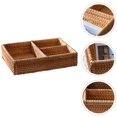 thumbnail image 3 of Rattan Basket Divided Woven Storage Case 3- Compartment Wicker Organizer, 3 of 8