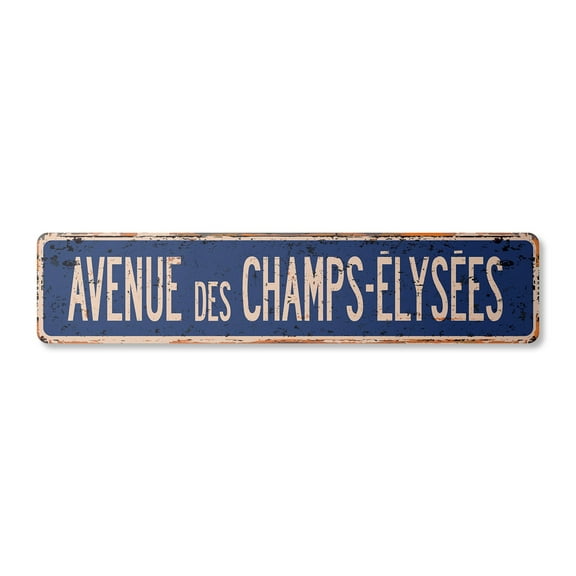 AVENUE DES CHAMPS-ELYSEES Vintage Plastic Street Sign tour de France french Europe | Indoor/Outdoor | Â 24" Wide