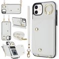 thumbnail image 2 of for iPhone 12 Pro Case Wallet with Strap for Women,Crossbody Lanyard and Wristlet Strap,Zipper Pocket,Credit Card Holder,Ring Stand,RFID Blocking Phone Wallet Cases(6.1 inch,White), 2 of 18