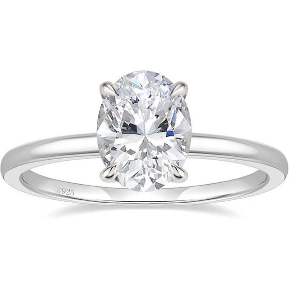 3CT 925 Sterling Silver Engagement Rings Oval Cut Solitaire Cubic Zirconia CZ Wedding Promise Rings for Her Wedding Bands for Women Size 4-13