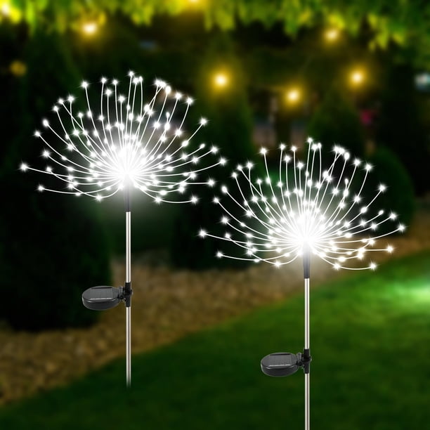 Luces solares para jardín Slyuexu, 120 LED, impermeables, paquete de 2