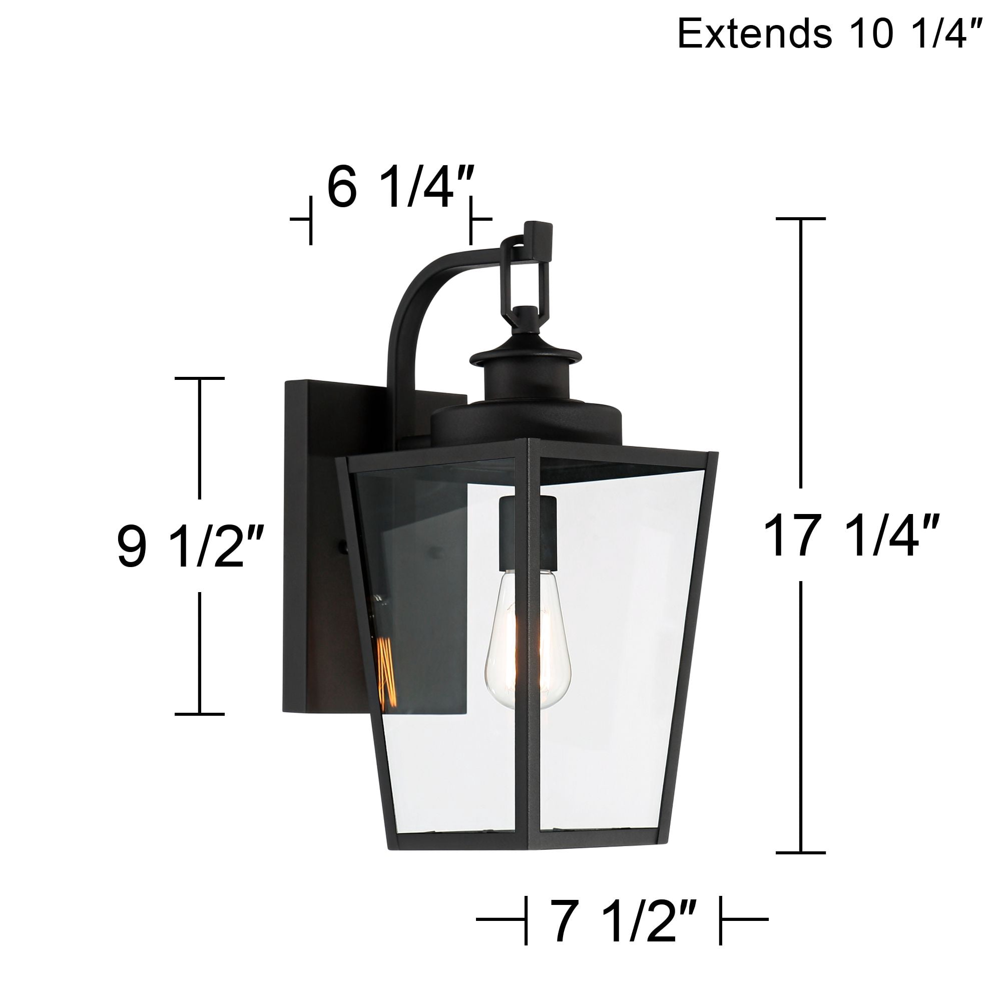 Possini Euro Design Ackerly Modern Outdoor Wall Light Fixture Textured Black 17 1/4" Clear Glass for Post Exterior Barn Deck House Porch Yard Patio