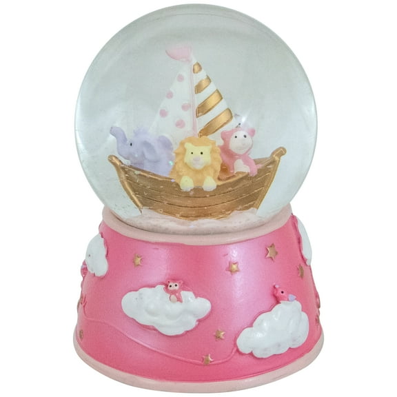 Northlight Children's Sleepy Time Animals on Boat Multi-color Resin Snow Globe