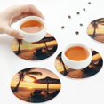 thumbnail image 7 of Pofeuu Hawaiian Sunset Beach Print Leather Coasters Set of 6, Round Cups Mugs Mat Pad for Home Kitchen Heat Resistant Drink Coasters,Round Shape, 7 of 7