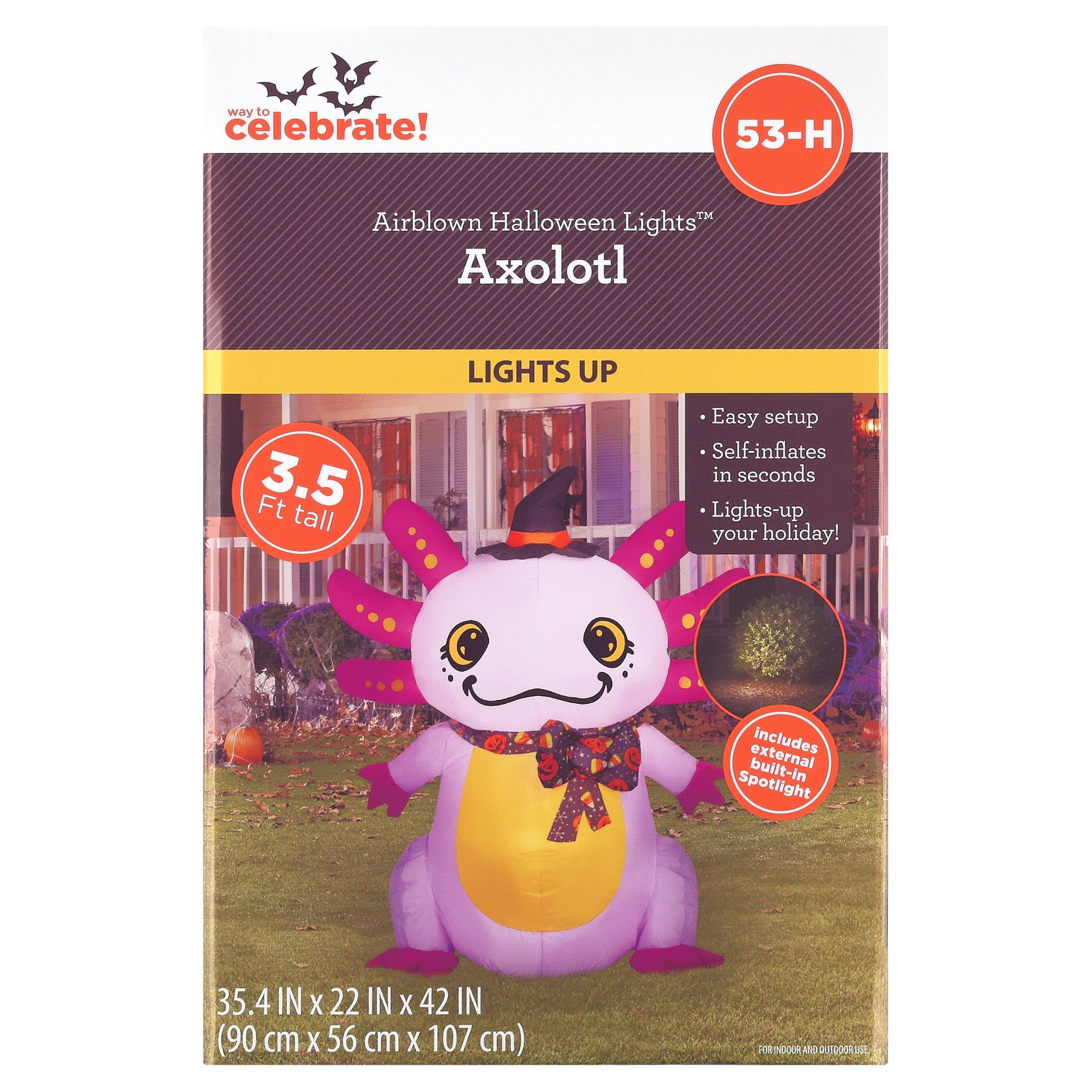 Axolotl Airblown Yard Inflatable, Multicolor, 3.5', Halloween by Way To Celebrate