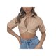 thumbnail image 5 of SAYOO Blusa de mujer, blusa de botón plano, blusa de ombligo de mujer SAYOO moda, 5 of 7