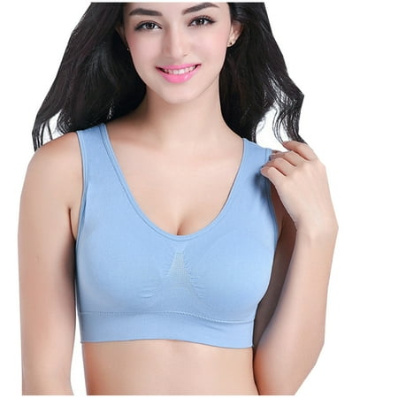 

Sunvit Love & Sports Activewear Sports Bras- Comfortable Breathable Wirefree Sexy Casual No rims Seamless Base Tops Underwear #101 Light blue
