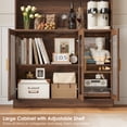 thumbnail image 5 of Homfa 73" Tall Bookcase with Door, 5-tier Bookshelf with Counter Top, Printer Stand for Home Office Living Room, Dark Oak, 5 of 7