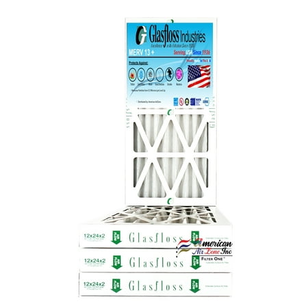 

Glasfloss 12x24x2 - 2 MERV 13 - (Pack of 4) - Pleated AC or HVAC Air Filter - Furnace Air Filter - Home or Office - Made In The USA. (Actual Size: 11.5x23.5x1 3/4 Inch)