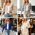 thumbnail image 2 of Women's Solid Color Button Up Long Sleeved Cardigan Sweater Jacket, Loose Fit Open Front Knit Outerwear for Casual Office Wear | CSEONE,Blue 2XL, 2 of 8