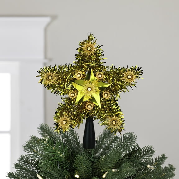 Northlight 7" Lighted Gold Star Christmas Tree Topper - Clear Lights