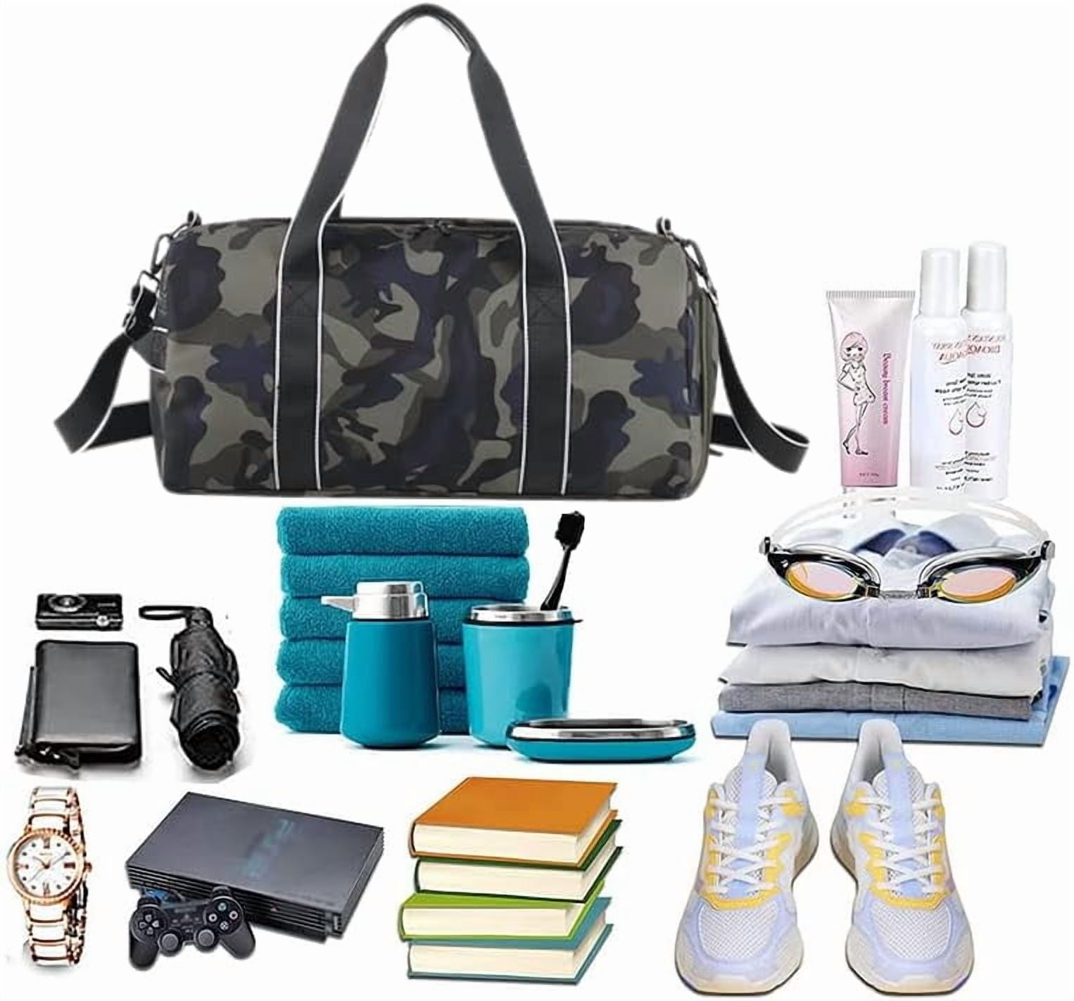 Kids Overnight Duffle Bag Girls Boys Sports Gym Bag with Shoe Compartment Wet Pocket Camouflage travel bag (ArmyGreen)