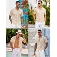 thumbnail image 6 of COOFANDY Mens Summer Button Down Shirt Knitted Vintage Tees Vacation Shirts Short Sleeve Crochet Shirt Knitted Beach T-Shirts, 6 of 6