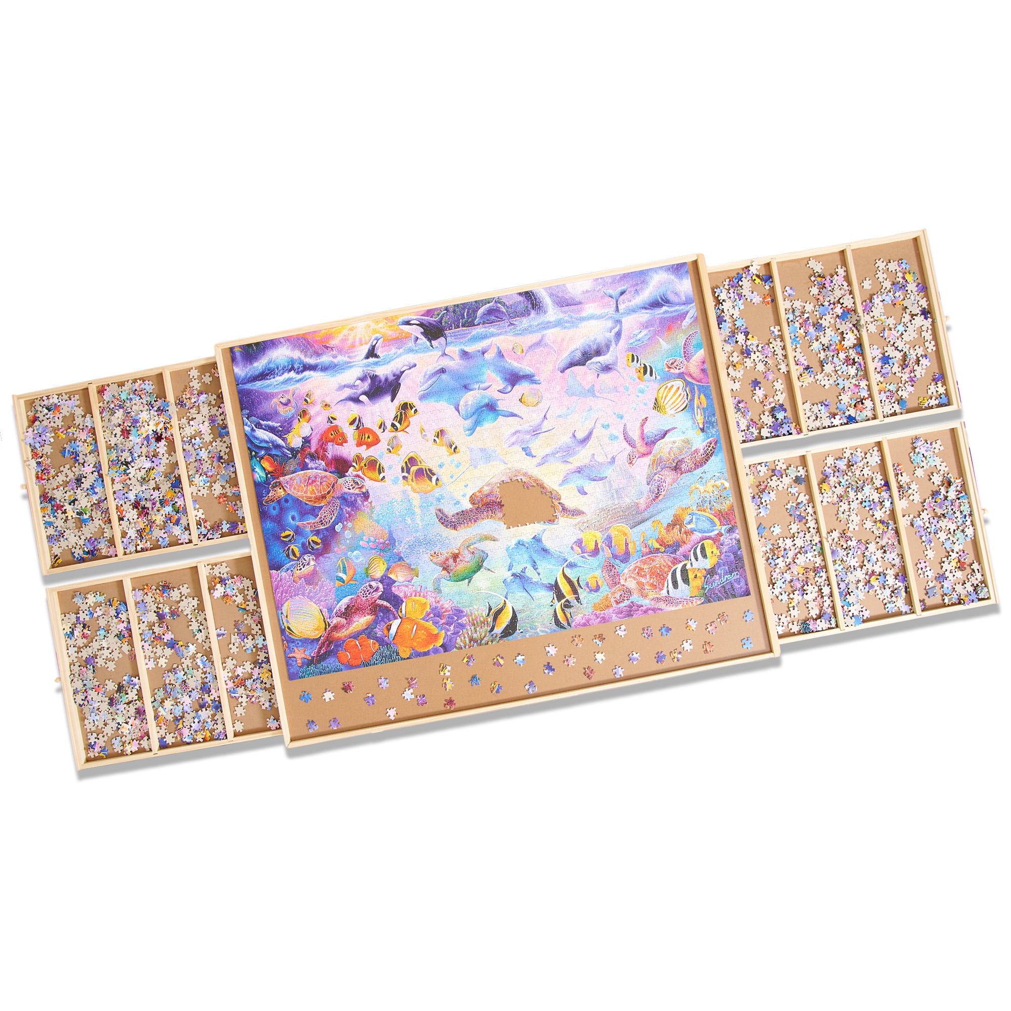 Buffalo Games - Wood Puzzle Table - Jumbo Size Fits Up to 2000pc Jigsaw Puzzles