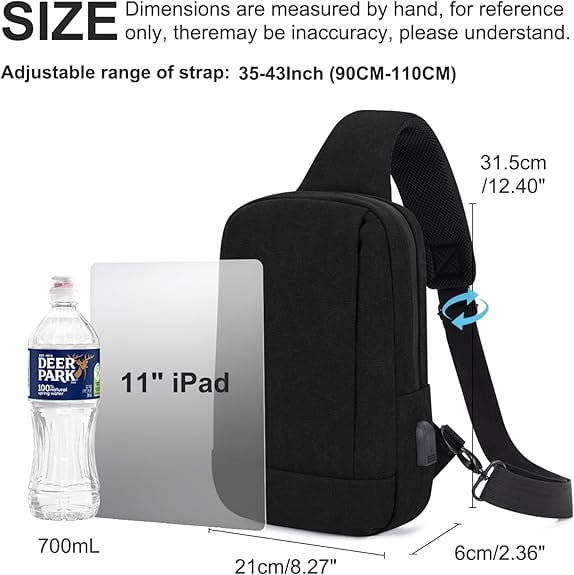 Kabaqoo Sling Bag, Small Crossbody Sling Backpack for Men/Women, Lightweight Shoulder Bag for Travel, Hiking, Cycling, Fitness