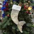 thumbnail image 4 of Lentejuelas forma de sirena regalo bolsa colgante estuche calcetines de Navidad titular árbol de Navidad adorno de año nuevo 18 pulgadas sidaley JR0753-02, 4 of 5