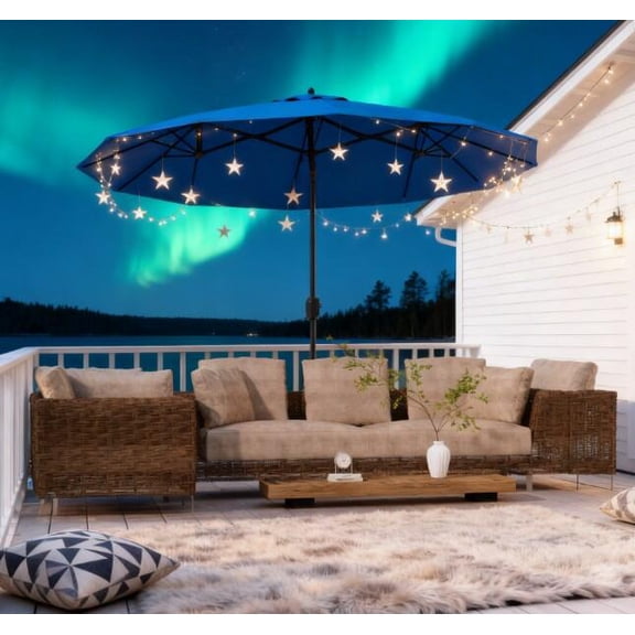 Patio Umbrellas Outdoor Umbrella,Double-sided Patio Umbrella,with Push Button Tilt and Crank,3 Air Vents and 12 Ribs,Outdoor Umbrellas