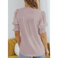 thumbnail image 3 of SHEWIN Blouses for Women Dressy Casual Summer Puff Ruffle Short Sleeve Shirt Tops Pink, 3 of 8
