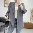thumbnail image 4 of Povozer Cotton Linen Blazer Jacket for Women Business Dressy Long Sleeve Blazer Loose Casual Single Button Office Blazer Jackets(Gray,XL), 4 of 5