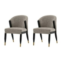 Manhattan Comfort Ola Dining Chair with Solid Wood Frame in Stone  - Set of 2