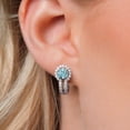 thumbnail image 3 of Gem Stone King 925 Sterling Silver Blue Zircon and White Created Sapphire Earrings for Women (2.20 Cttw, Gemstone December Birthstone, Round 5MM), 3 of 6
