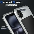 thumbnail image 3 of ELEHOLD for iPhone 16 Plus Case, Outdoor Sports 360° Full Body Protective Cover with Tempered Glass Screen Protector Heavy Duty Shockproof Rugged Metal Case for iPhone 16 Plus, Silver, 3 of 8