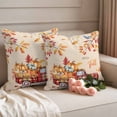 thumbnail image 2 of Fall Pumpkins Outdoor Waterproof Pillow Covers, Thannksgiving Truck Retro Leaves Rustic Decorative Square Throw Pillowcase Sofa Cushion Sham for Patio/Couch/Chair, 20"x20" 2 Pack, 2 of 8