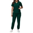 thumbnail image 3 of Garbnen Medical Uniform Women's Scrubs Set Stretch Short Sleeve V-Neck Uniform Scrub Top & Jogger Pant Nurses Working Uniforms Women's Workwear Set with Pockets, 3 of 6